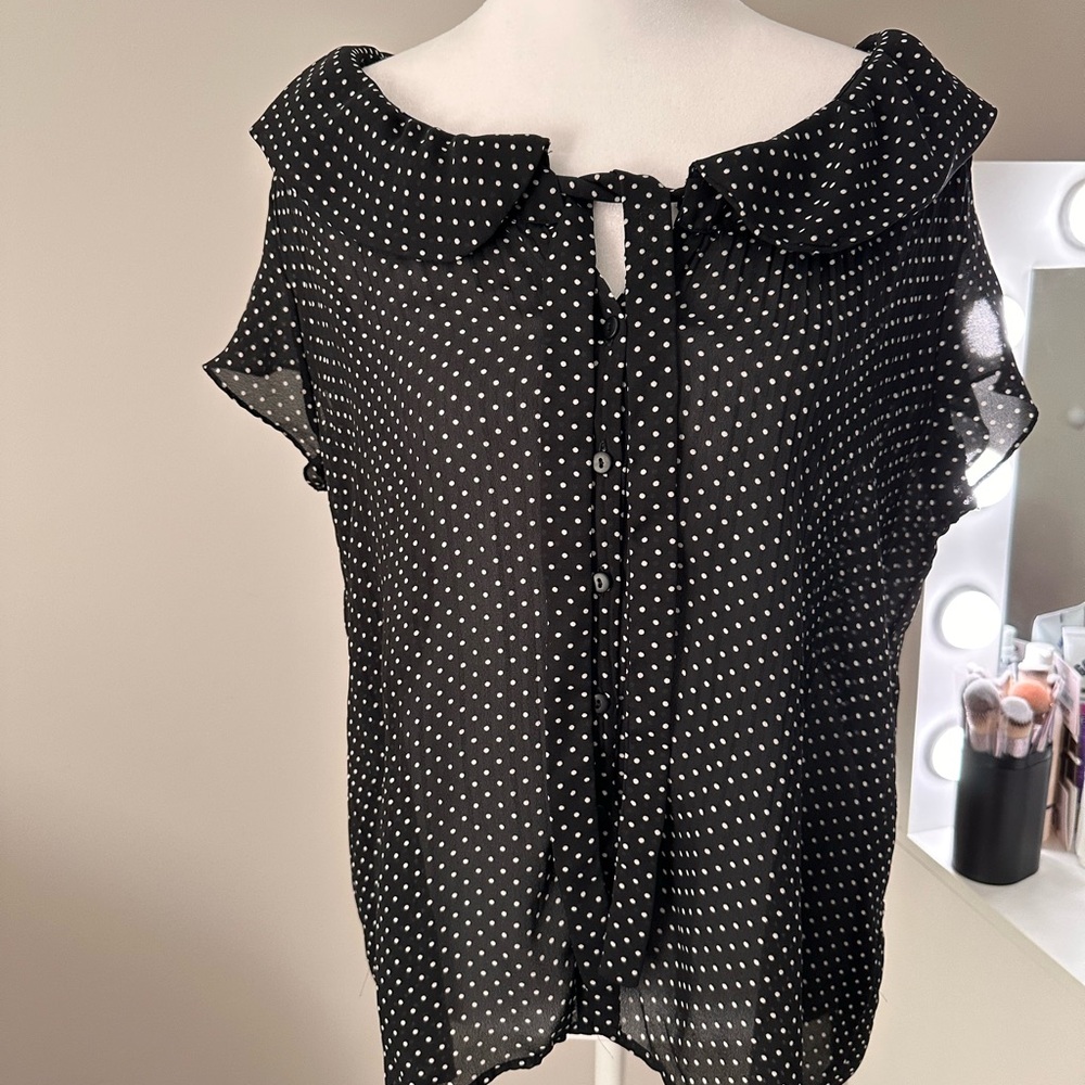 Elegant Black and White Polka Dot Blouse